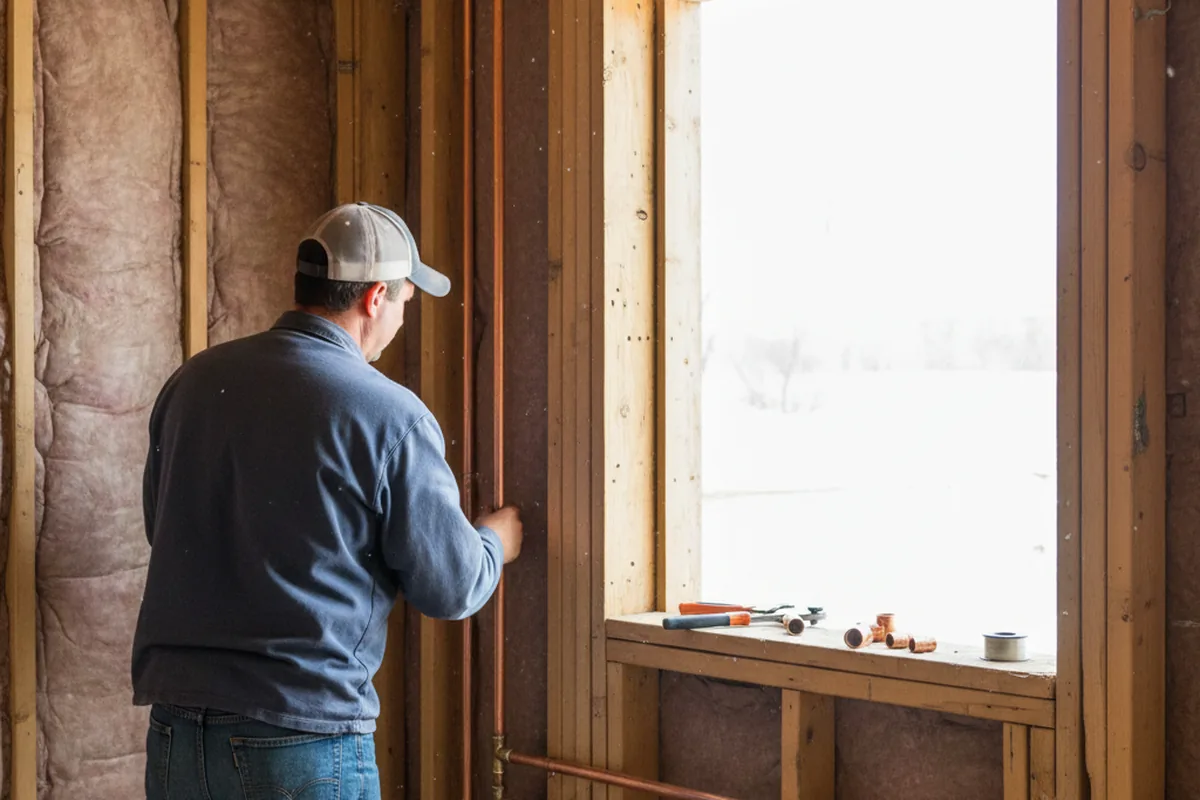 Licensed plumber running new copper supply lines in a Hartville home