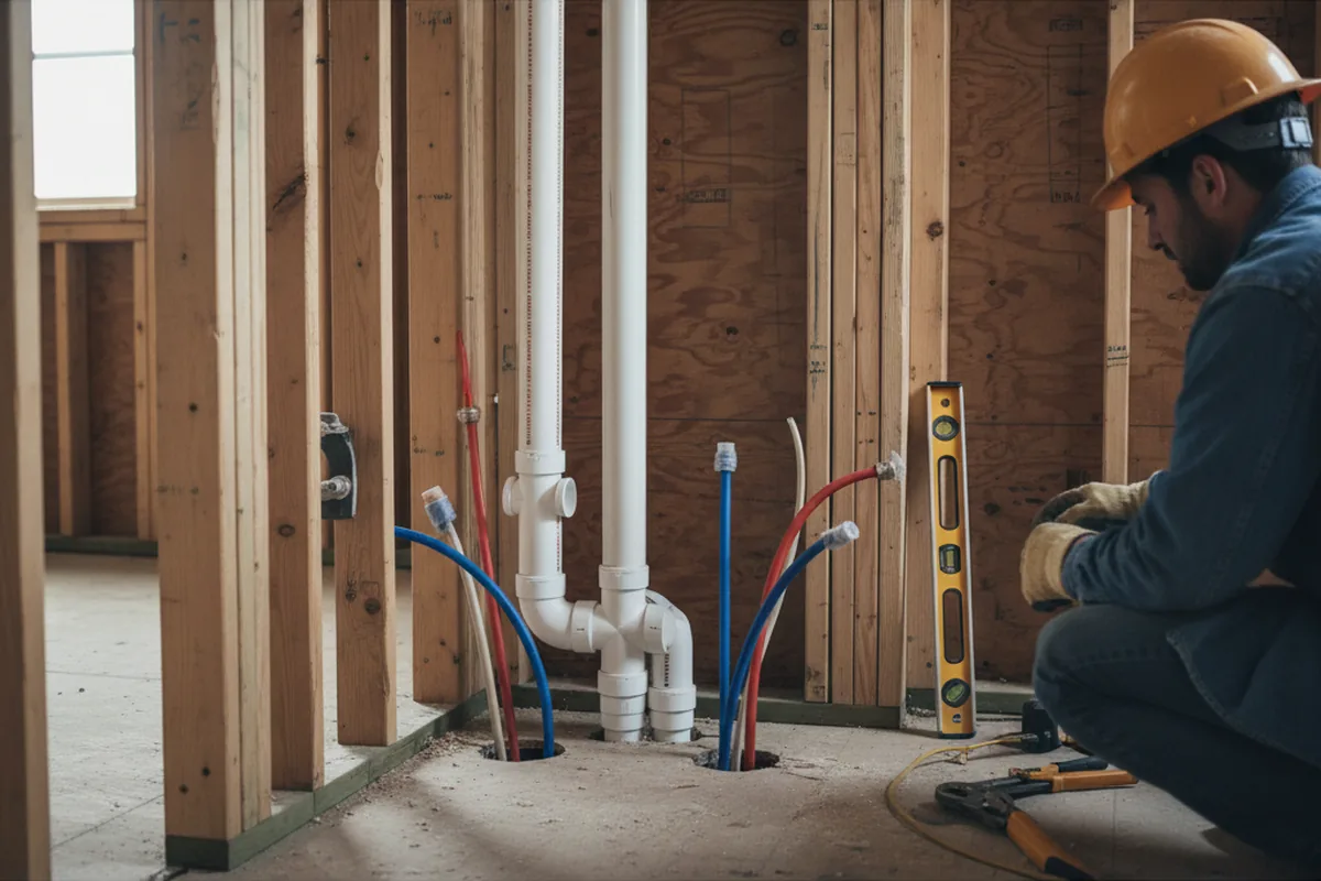 Drain and supply rough-in during Leak Detection in Hartville